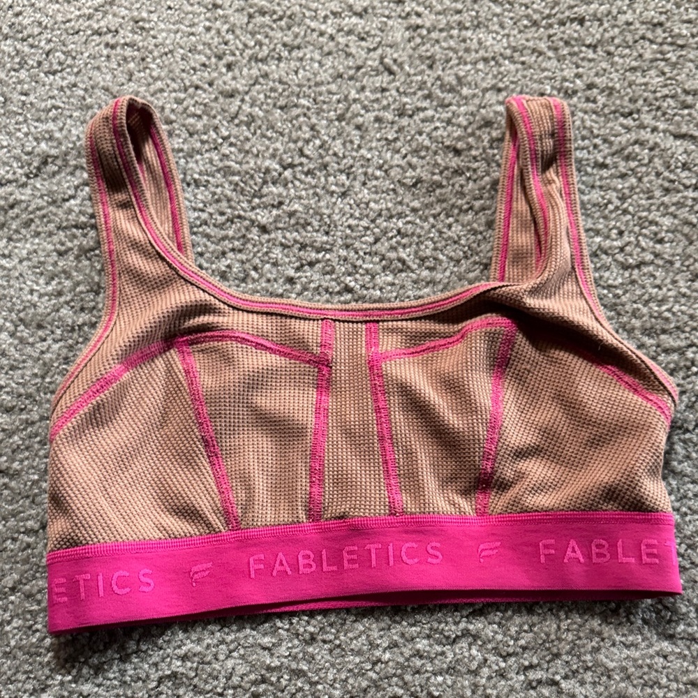Fabletics Pink and Brown Sports Bra
